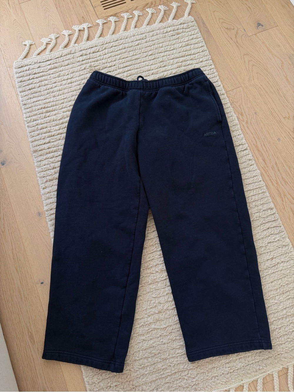 Aritzia Cozy Sweatfleece Mega Straight Sweatpants Navy Size L